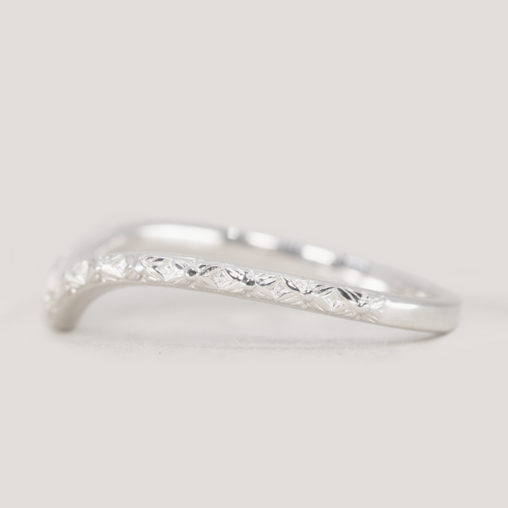 Flora - Floral Pattern Wishbone Wedding Ring - Made-to-Order Wedding Rings - Made-to-Order