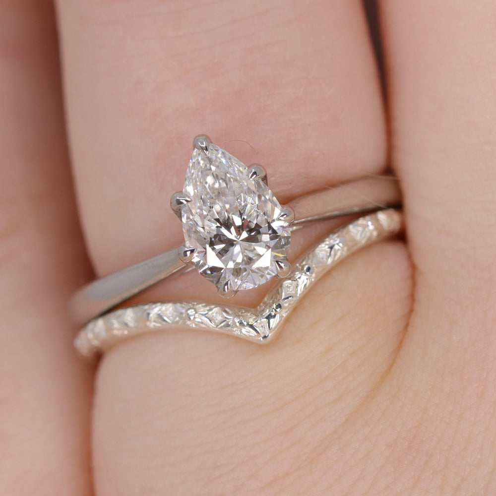 Flora - Floral Pattern Wishbone Wedding Ring - Made-to-Order Wedding Rings - Made-to-Order