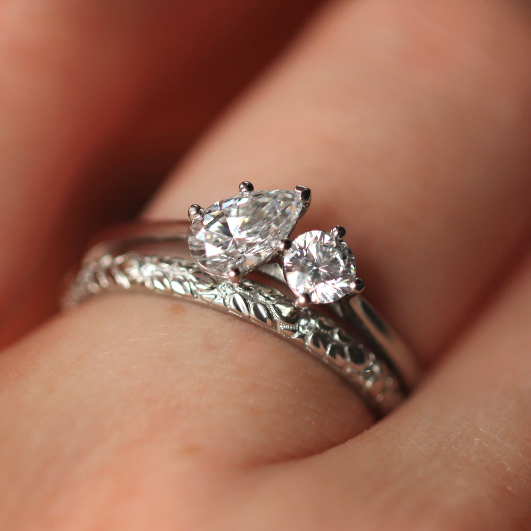 Bethan - Straight Vintage Style Patterned Diamond Set Half or Full Eternity Wedding Band - Made-to-Order Wedding Rings - Made-to-Order