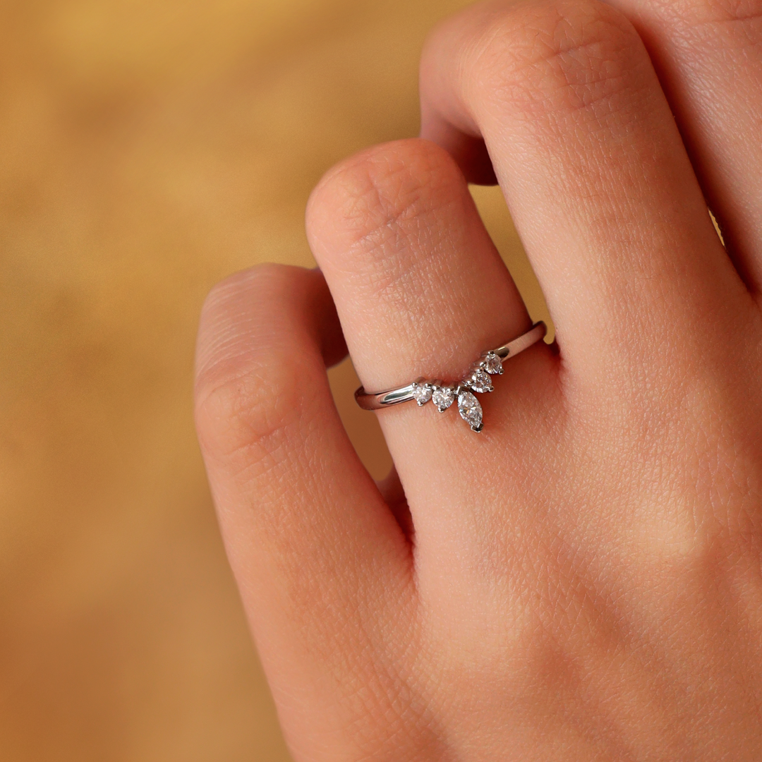 Winnie - Marquise Petite Tiara Style Diamond Wedding Ring - Made-To-Order Wedding Rings - Made-to-Order