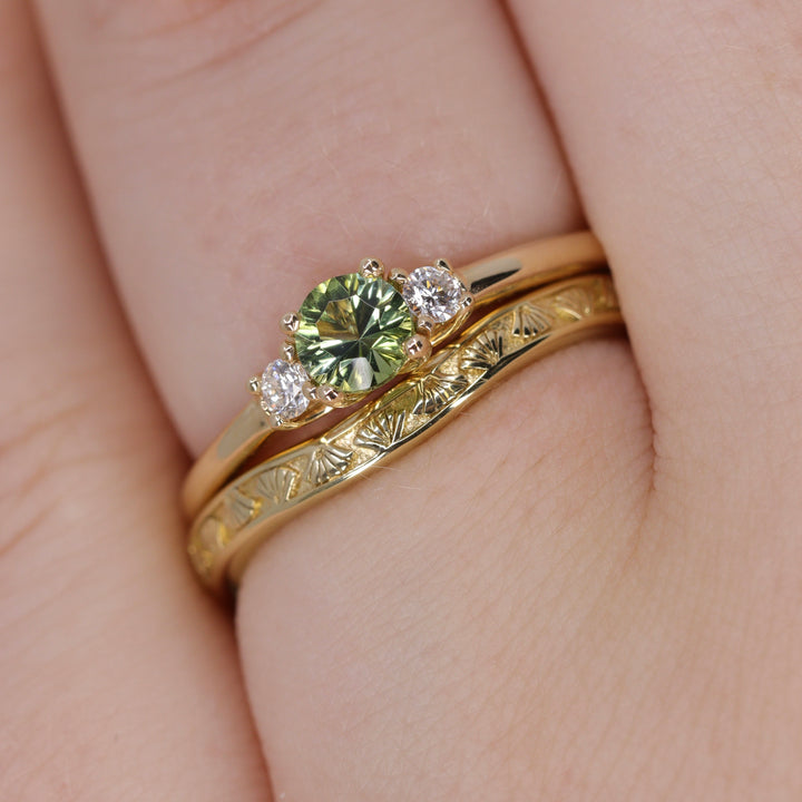 Goldie - Art Deco Fan Detail Shaped Wedding Ring - Made-to-Order Wedding Rings - Made-to-Order