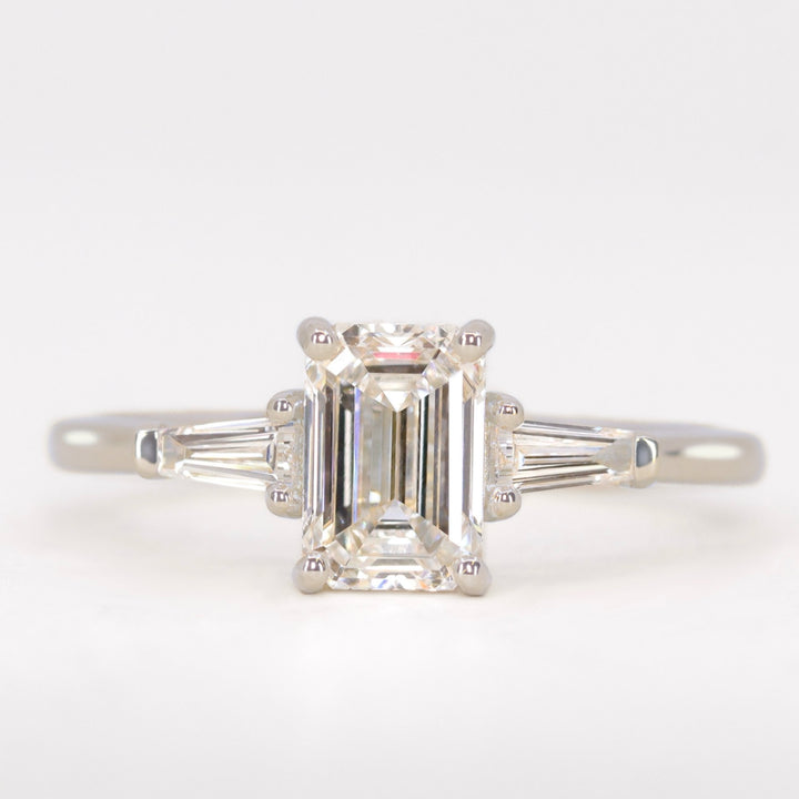 Harper - Emerald Cut Art Deco Trilogy Engagement Ring Setting