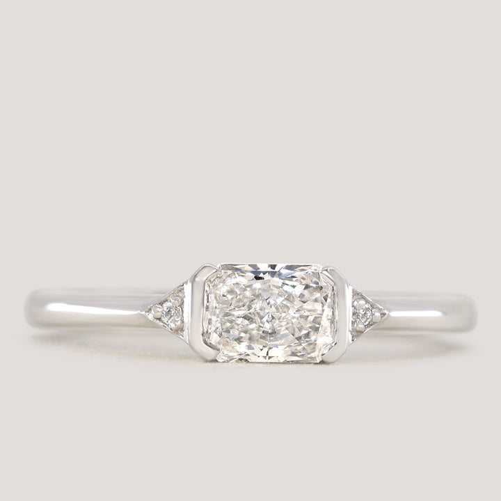 Hattie - Radiant Cut Lab Grown Diamond East-West Art Deco Trilogy Engagement Ring Engagement Rings - Made-to-Order
