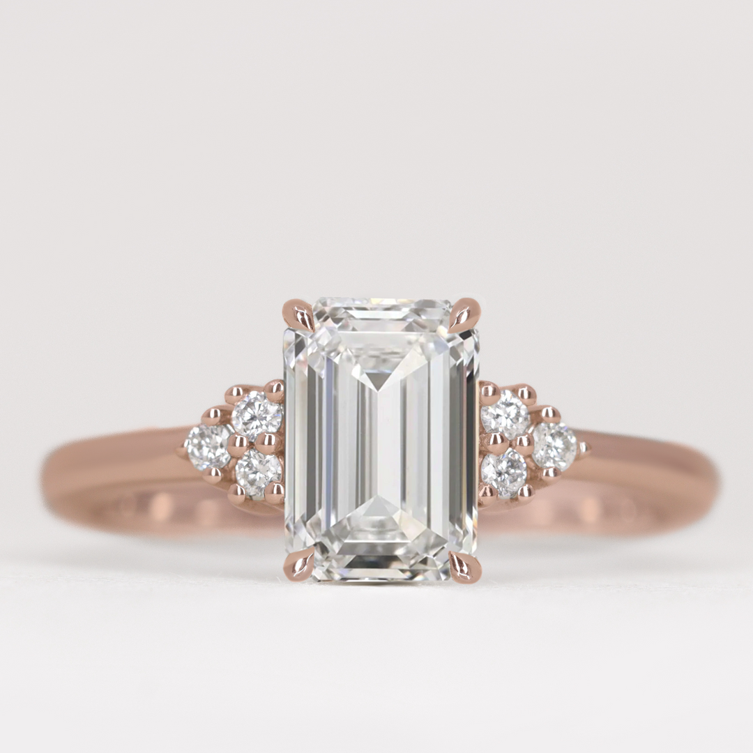 Henrietta - Emerald Cut Trefoil Cluster Engagement Ring Setting