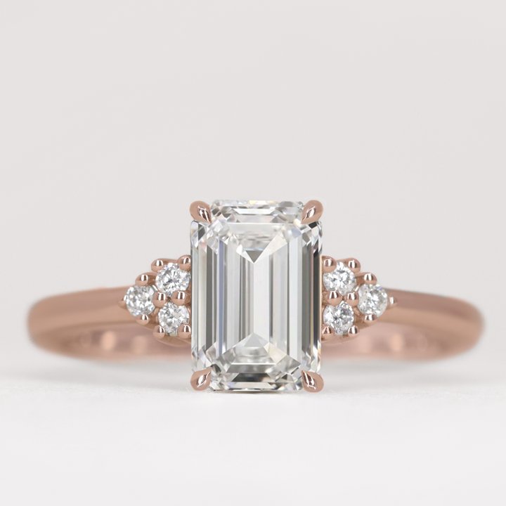 Henrietta - Emerald Cut Trefoil Cluster Engagement Ring Setting