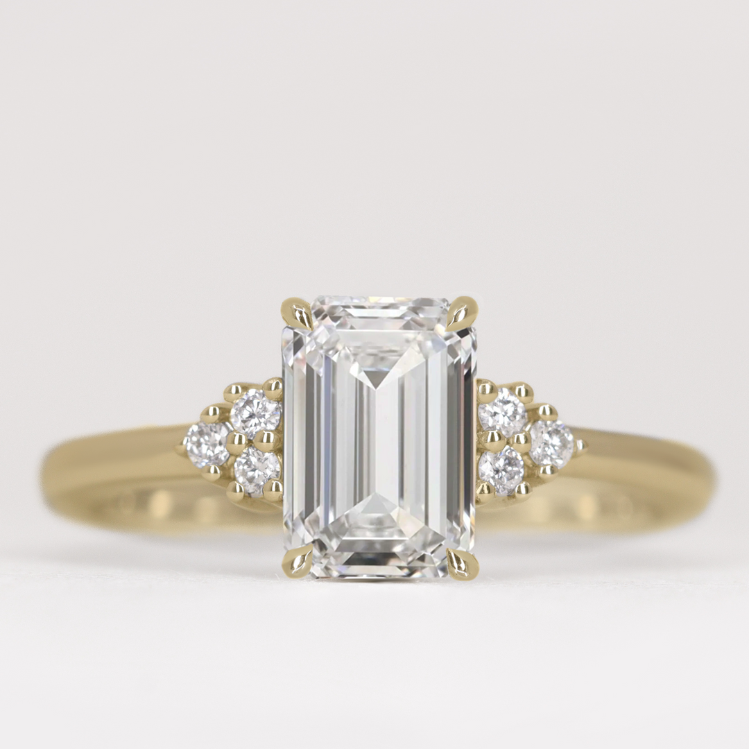 Henrietta - Emerald Cut Trefoil Cluster Engagement Ring Setting