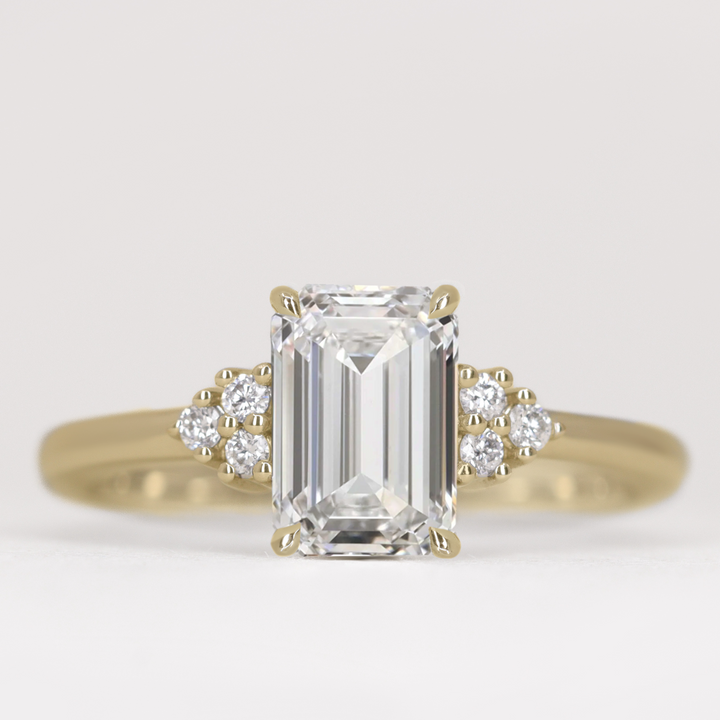 Henrietta - Emerald Cut Trefoil Cluster Engagement Ring Setting