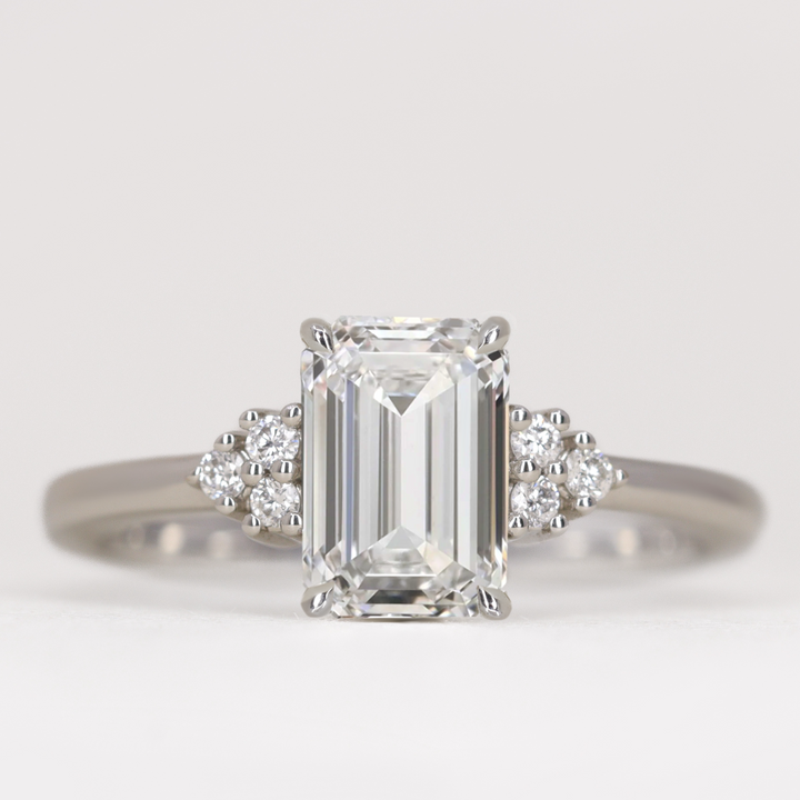 Henrietta - Emerald Cut Trefoil Cluster Engagement Ring Setting