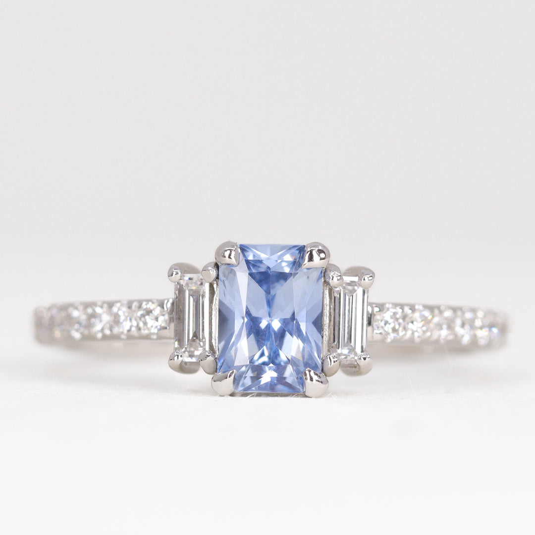 Liberty - The Taylor Collection - Radiant Cut Blue Sapphire Trilogy Engagement Ring Engagement Rings - Price On Application