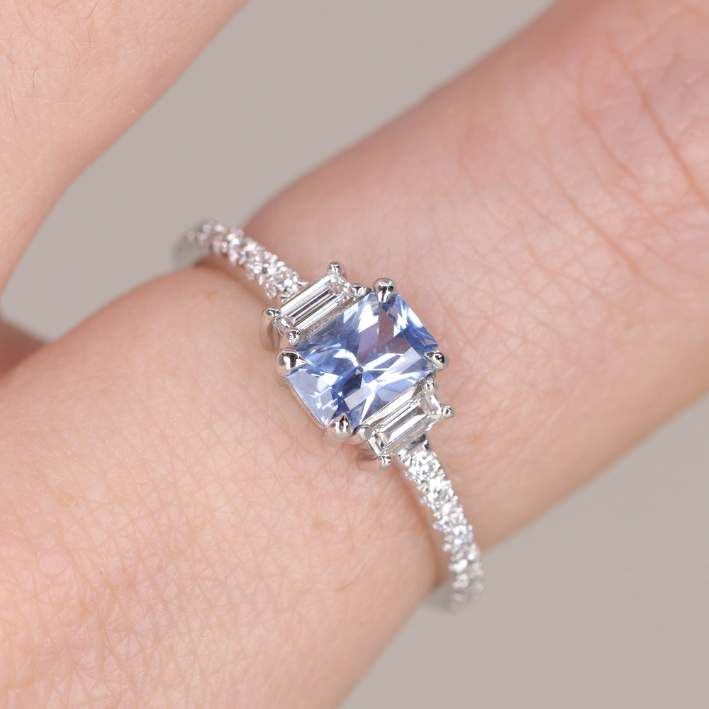 Liberty - The Taylor Collection - Radiant Cut Blue Sapphire Trilogy Engagement Ring Engagement Rings - Price On Application