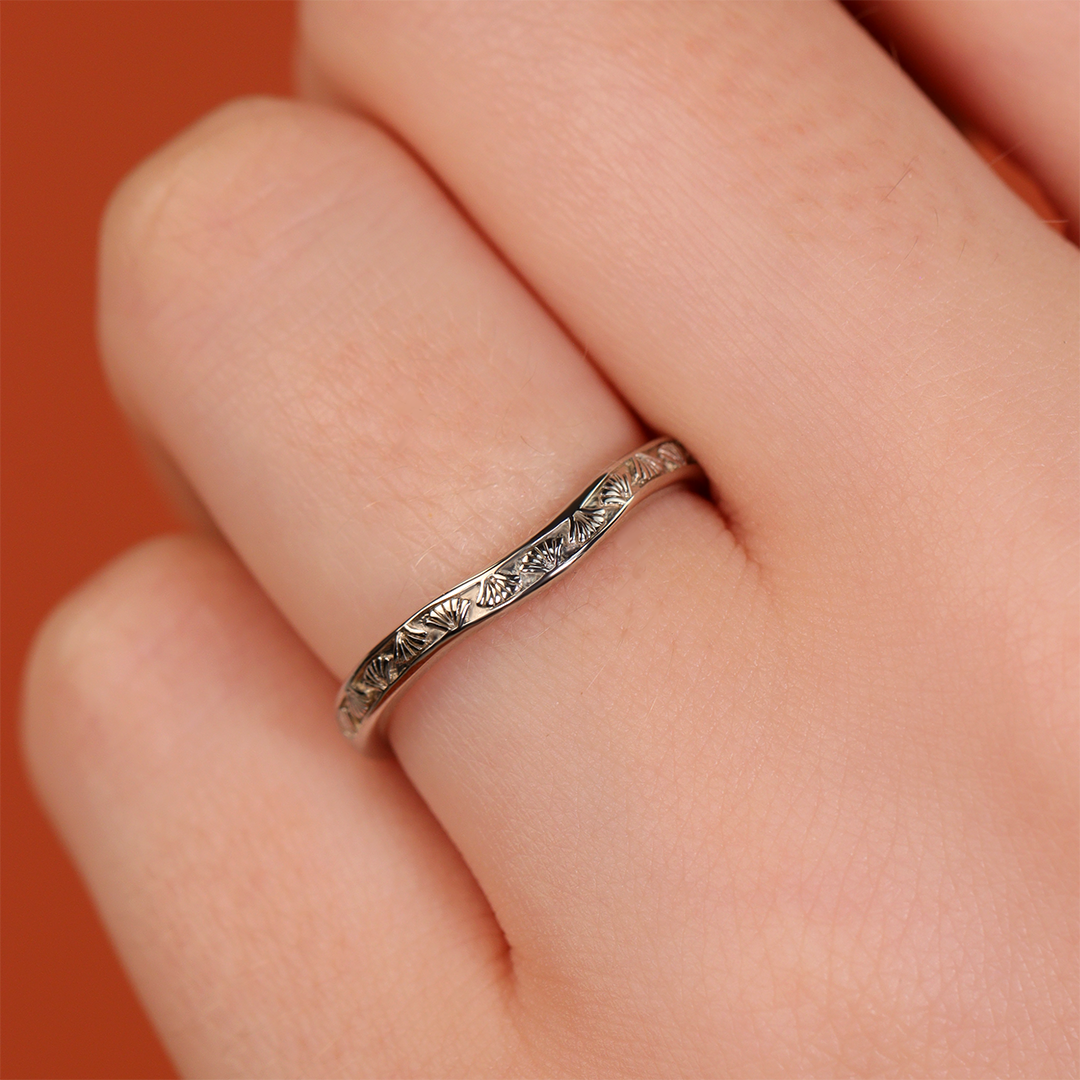 Goldie - Art Deco Fan Detail Shaped Wedding Ring - Made-to-Order Wedding Rings - Made-to-Order