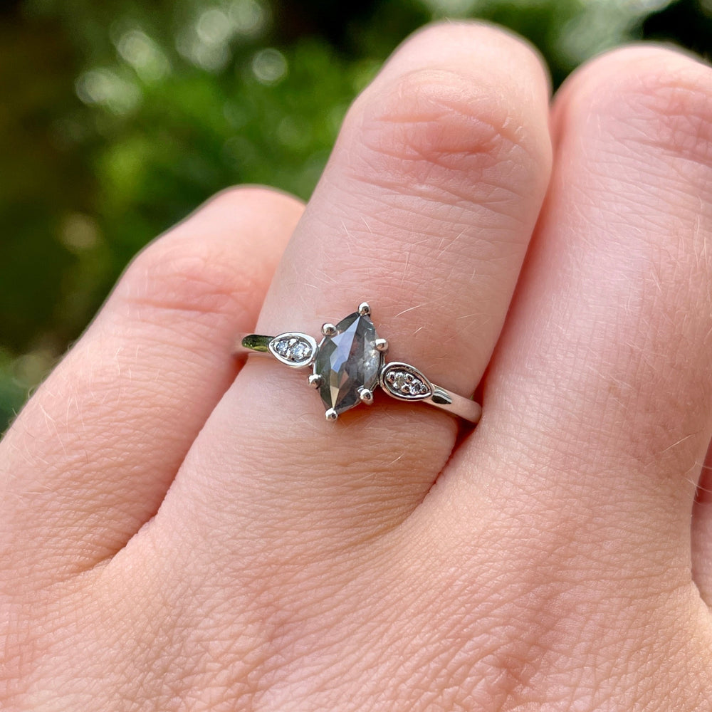 Rosa - Marquise Salt & Pepper Diamond Trilogy Engagement Ring Engagement Rings - Price On Application