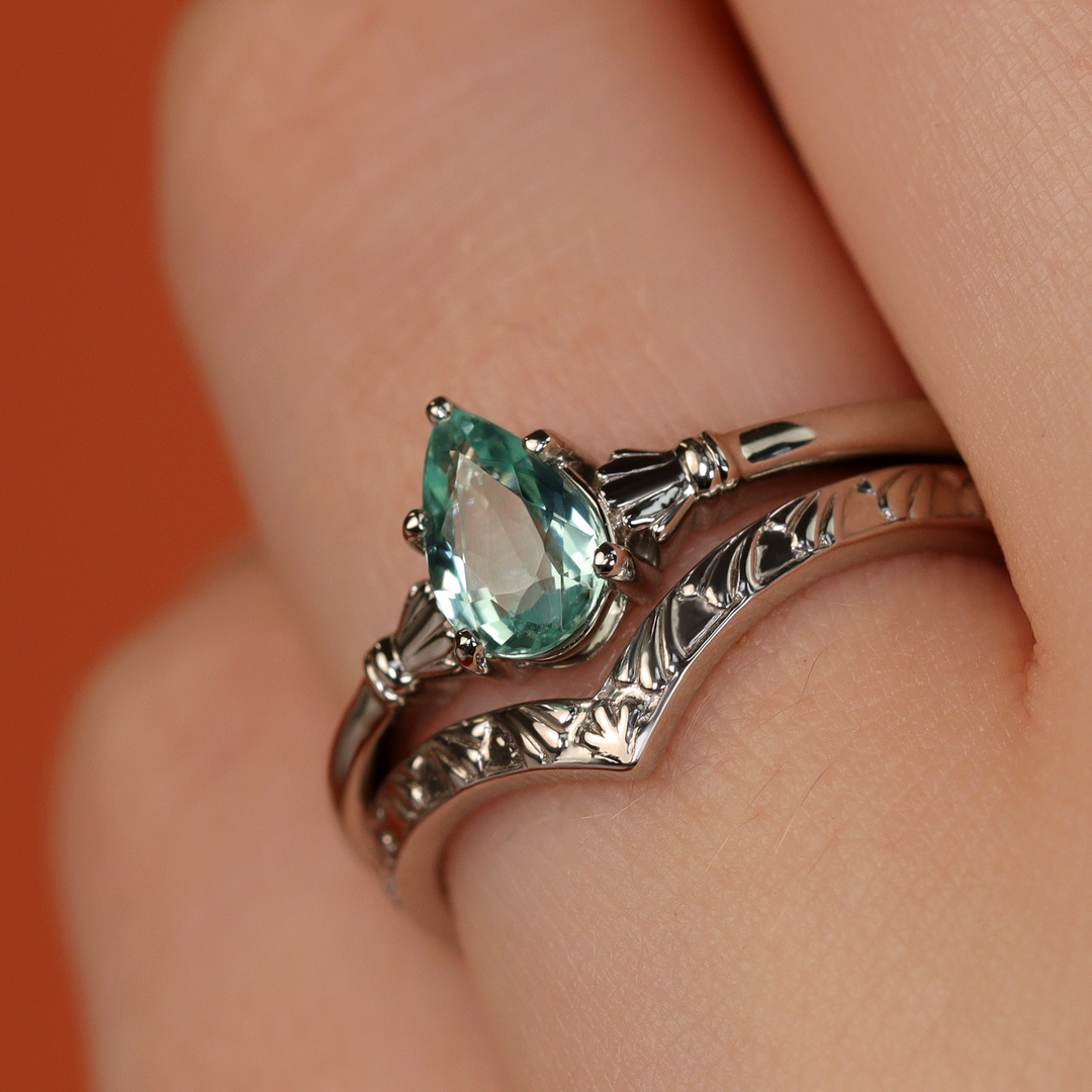 Madison - Art Deco Inspired Fan Design Wishbone Wedding Ring - Made-to-Order Wedding Rings - Made-to-Order