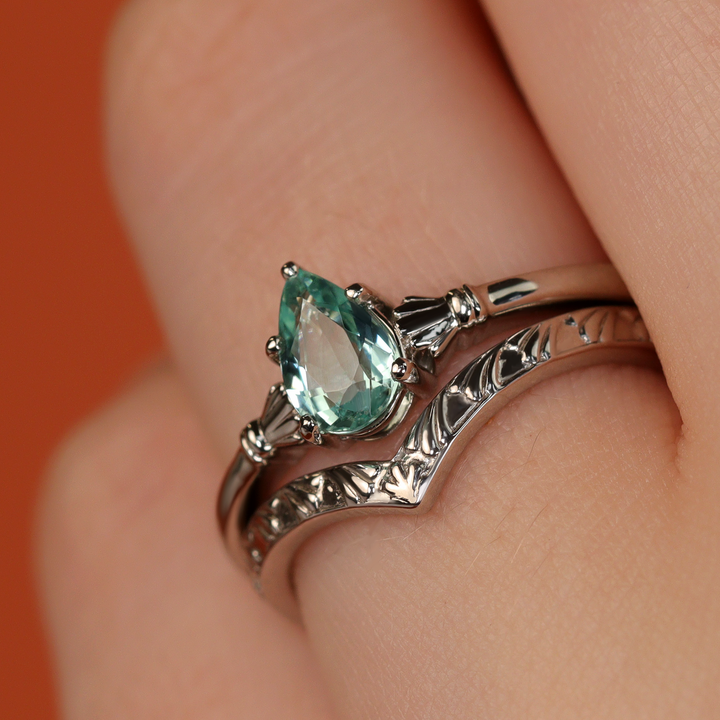 Madison - Art Deco Inspired Fan Design Wishbone Wedding Ring - Made-to-Order Wedding Rings - Made-to-Order