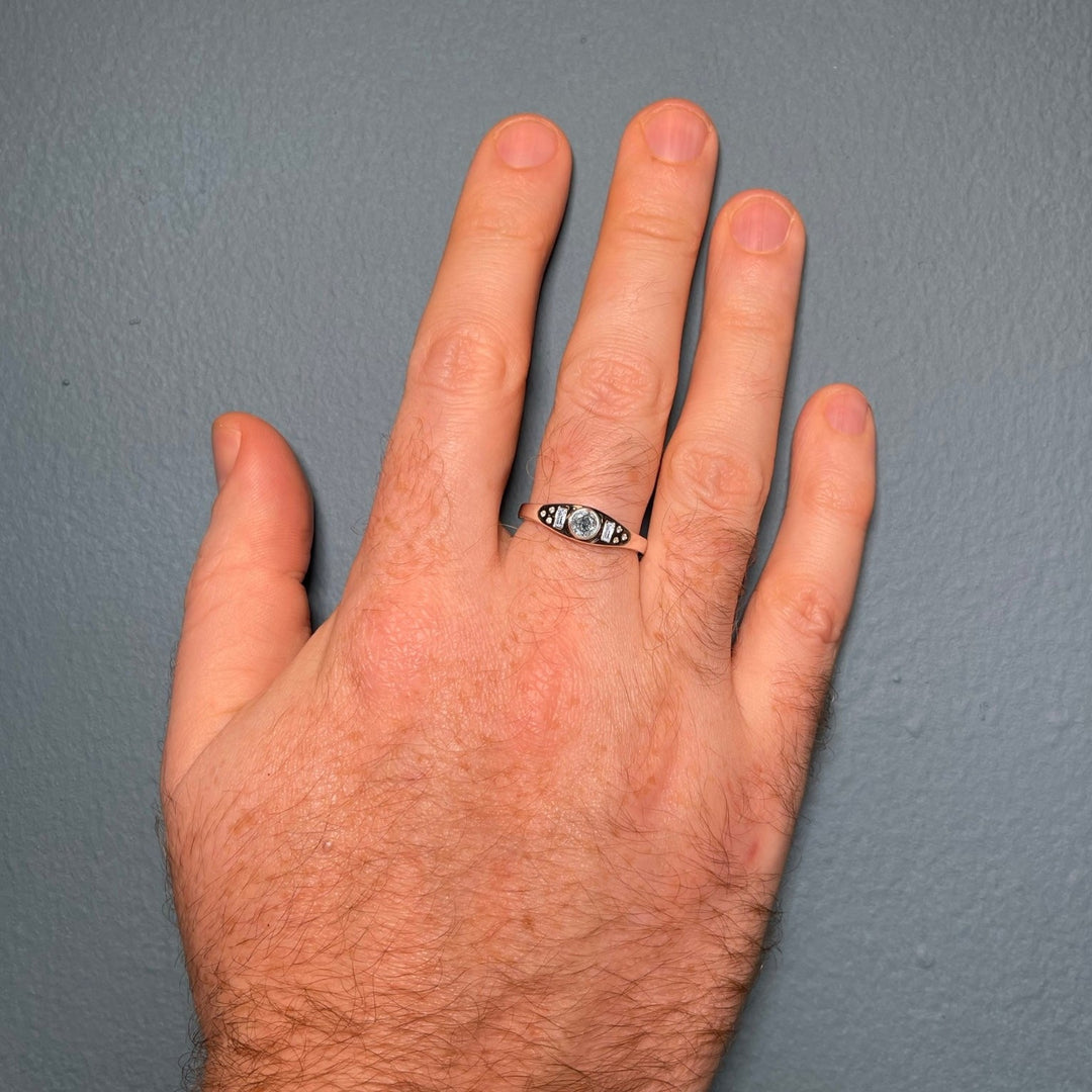 Max - Round Salt and Pepper Diamond Unisex Engagement Ring Engagement Rings - Price On Application