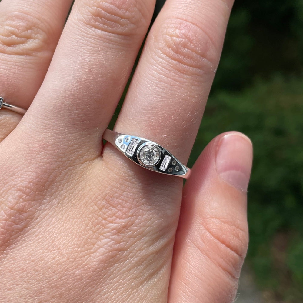 Max - Round Salt and Pepper Diamond Unisex Engagement Ring Engagement Rings - Price On Application