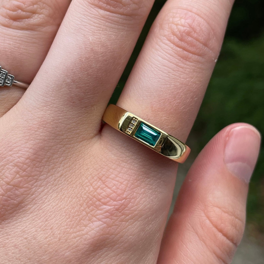 Jude - Baguette Cut Teal Sapphire Unisex Engagement Ring Engagement Rings - Price On Application