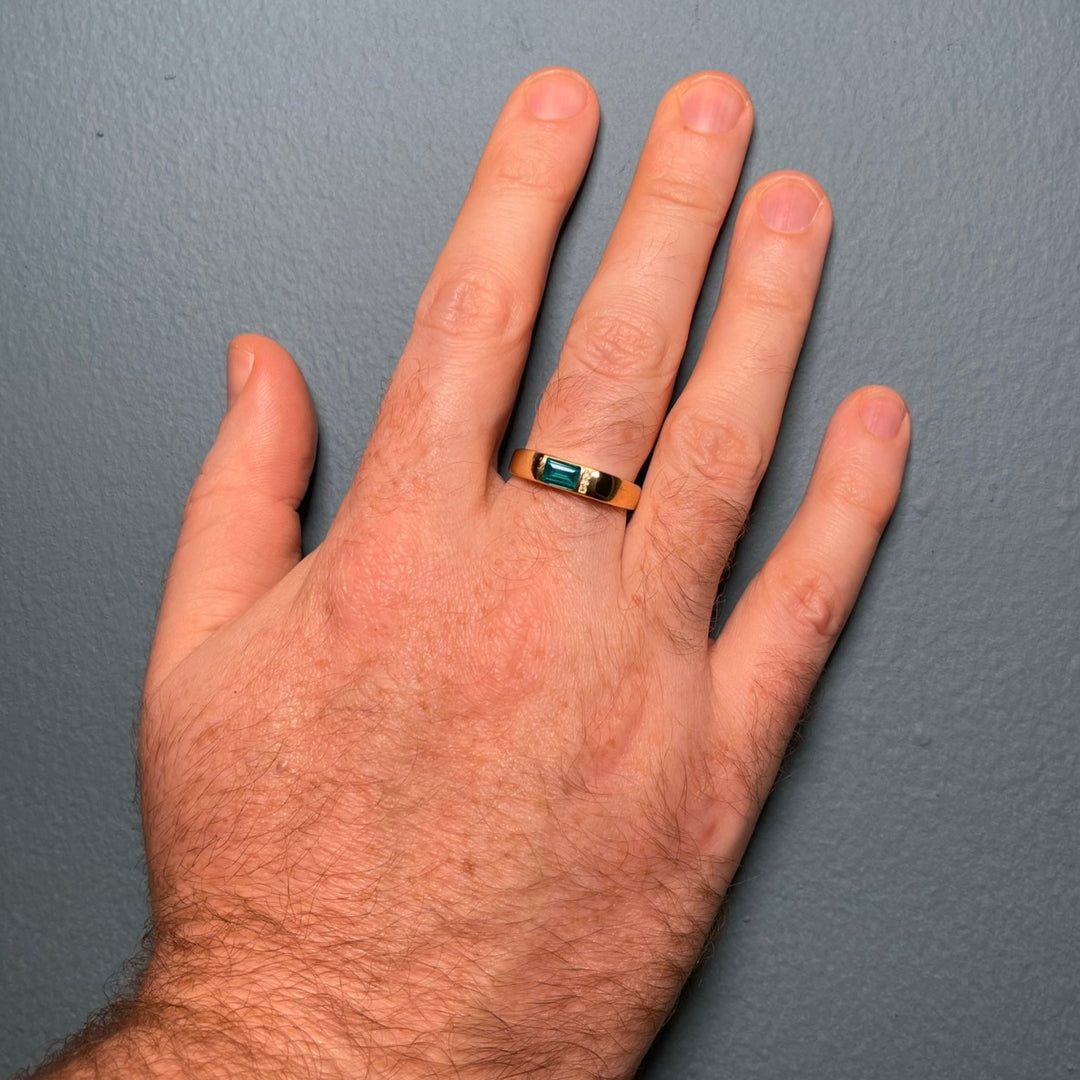 Jude - Baguette Cut Teal Sapphire Unisex Engagement Ring Engagement Rings - Price On Application