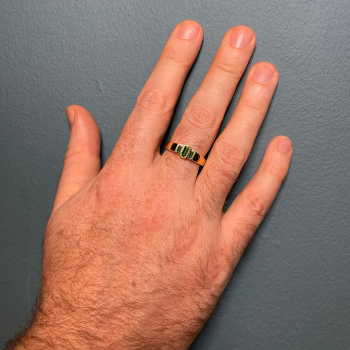 Jesse - Baguette Cut Green Tourmaline Trilogy Ring Engagement Rings - Price On Application