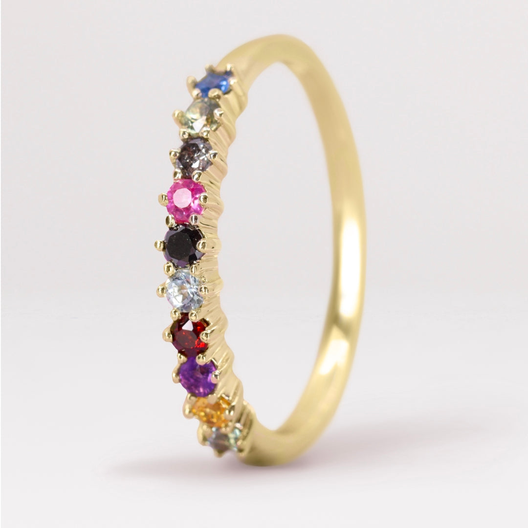 Karma - The Taylor Collection - Coloured Gemstone Half Eternity Band Wedding Rings - Made-to-Order