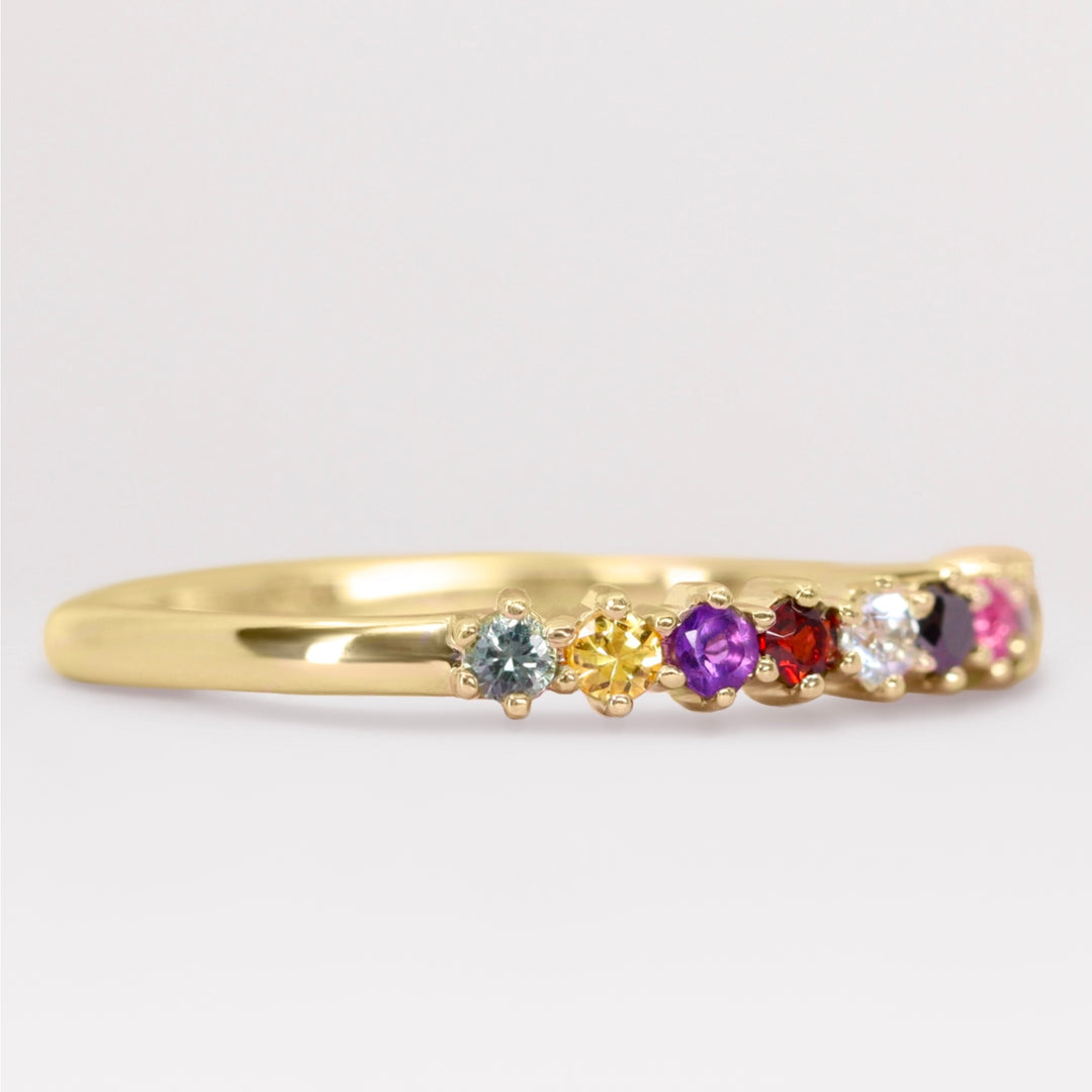 Karma - The Taylor Collection - Coloured Gemstone Half Eternity Band Wedding Rings - Made-to-Order
