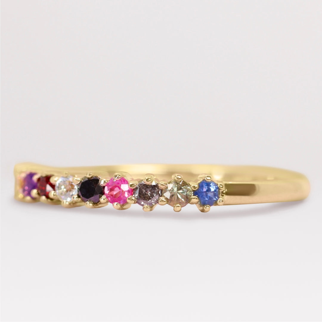 Karma - The Taylor Collection - Coloured Gemstone Half Eternity Band Wedding Rings - Made-to-Order