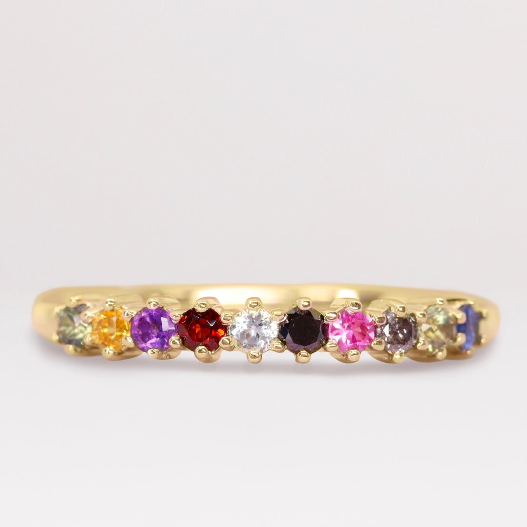 Karma - The Taylor Collection - Coloured Gemstone Half Eternity Band Wedding Rings - Made-to-Order