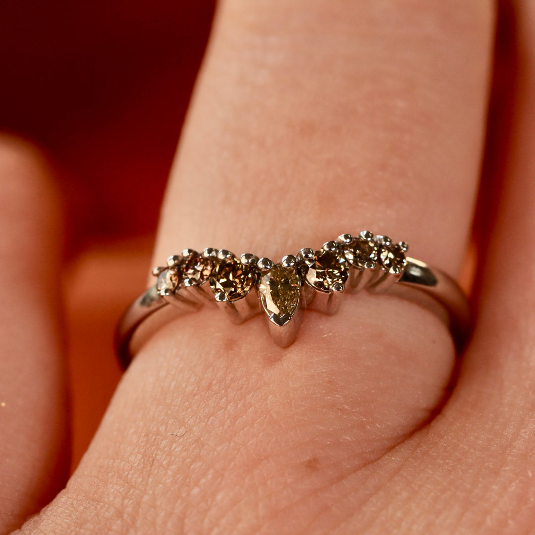 Emma - Champagne Diamond Tiara Wedding Ring - Made-To-Order Wedding Rings - Made-to-Order