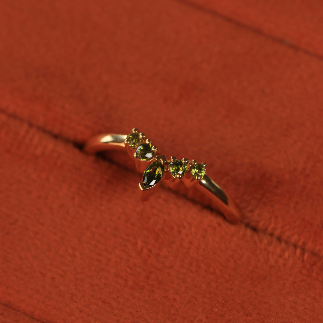 Winnie - Marquise Petite Tiara Style Green Sapphire Ring - Made-To-Order Wedding Rings - Made-to-Order