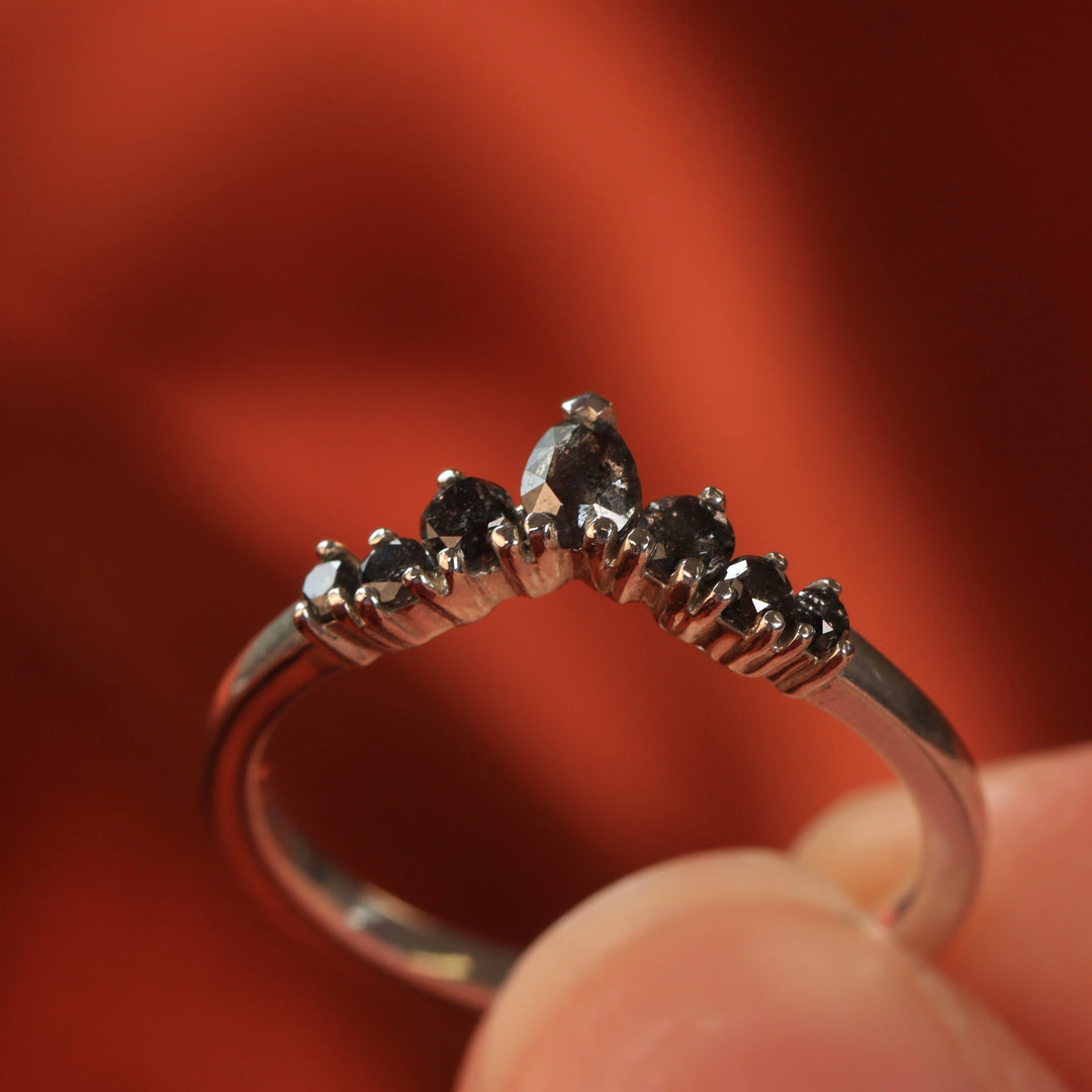 Emma - Salt and Pepper Diamond Tiara Wedding Ring - Made-To-Order Wedding Rings - Made-to-Order