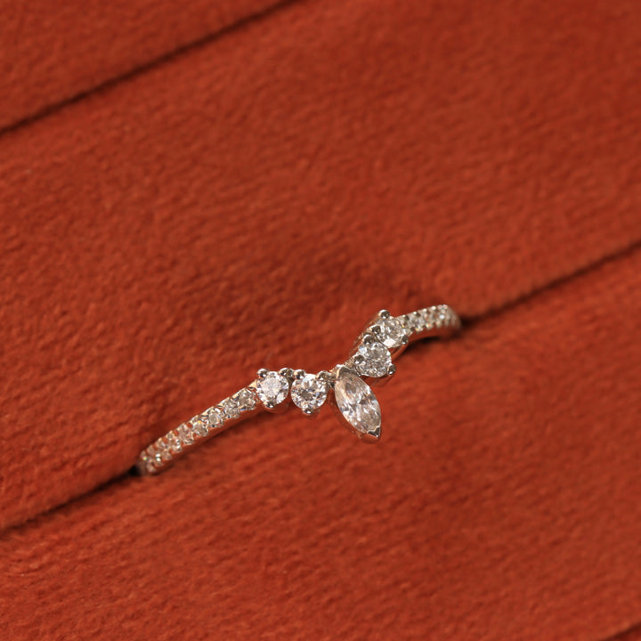 Winnie - Marquise Diamond Petite Tiara Wedding Ring with Diamond Set Shoulders - Made-to-Order Wedding Rings - Made-to-Order