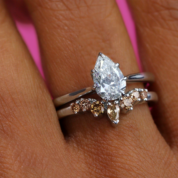 Emma - Champagne Diamond Tiara Wedding Ring - Made-To-Order Wedding Rings - Made-to-Order