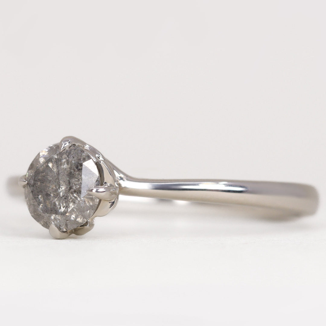 Rose - Salt & Pepper Diamond Floral Solitaire Ring - Ready-To-Set Engagement Rings - Ready-to-Ship