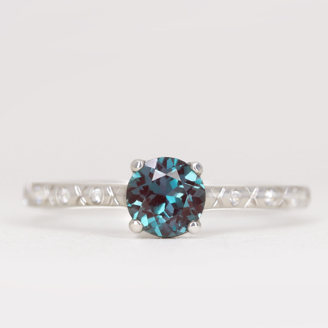 Penelope - Round Cut Lab Grown Alexandrite Art Deco Solitaire Engagement Ring Engagement Rings - Made-to-Order