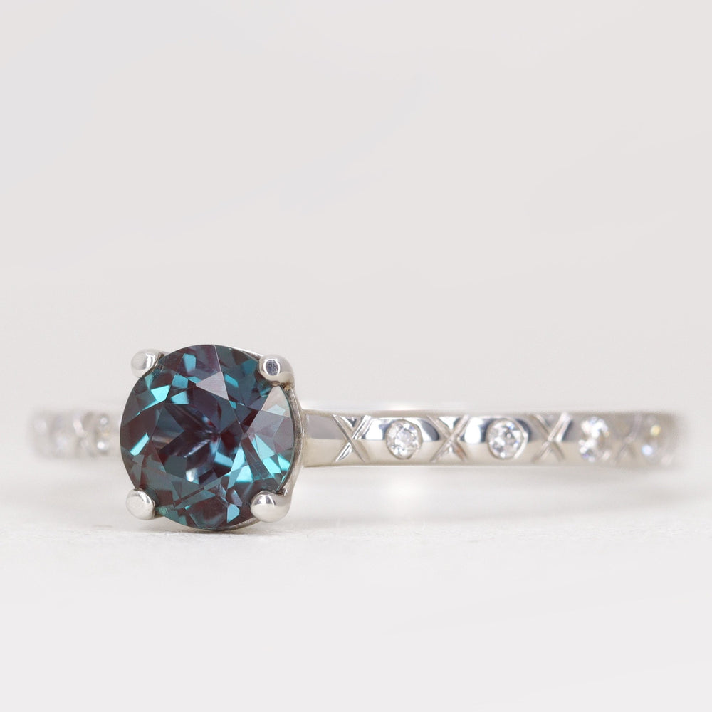Penelope - Round Cut Lab Grown Alexandrite Art Deco Solitaire Engagement Ring Engagement Rings - Made-to-Order