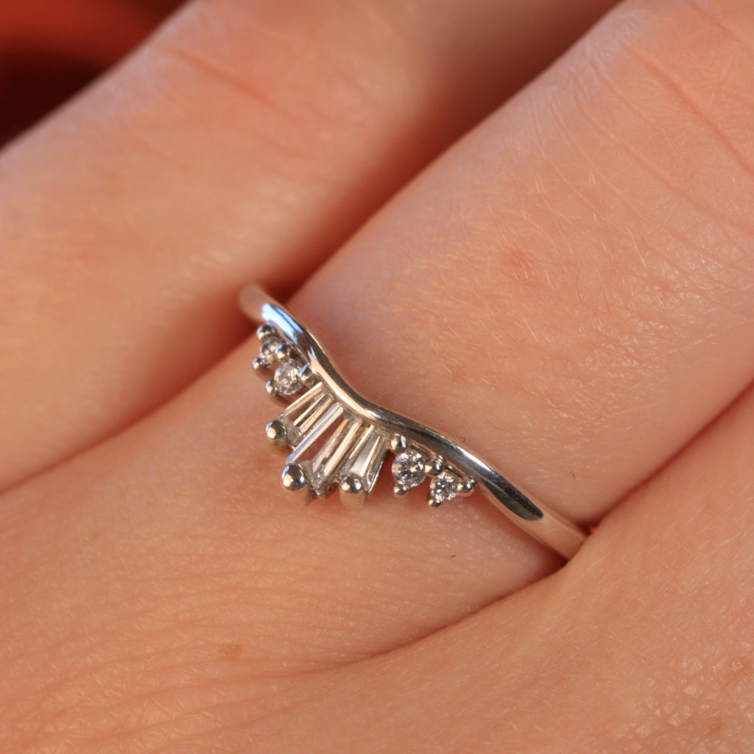 Diana - Tapered Baguette and Round Diamond Set Tiara Wedding Ring - Made-to-Order Wedding Rings - Made-to-Order