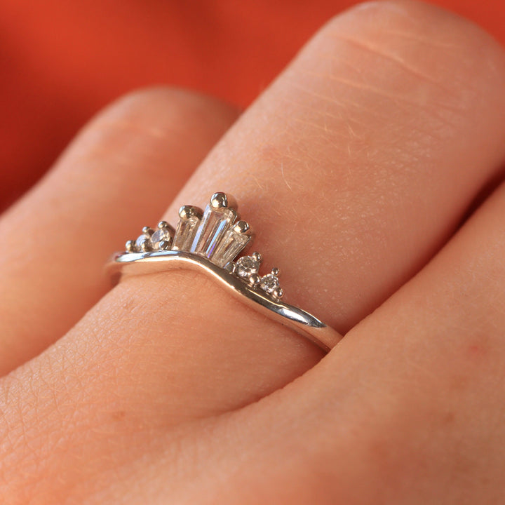 Diana - Tapered Baguette and Round Diamond Set Tiara Wedding Ring - Made-to-Order Wedding Rings - Made-to-Order