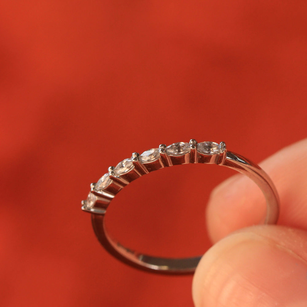 Faye Petite - Marquise Lab Grown Diamond Set Half Eternity Wedding Ring - Made-to-Order Wedding Rings - Made-to-Order