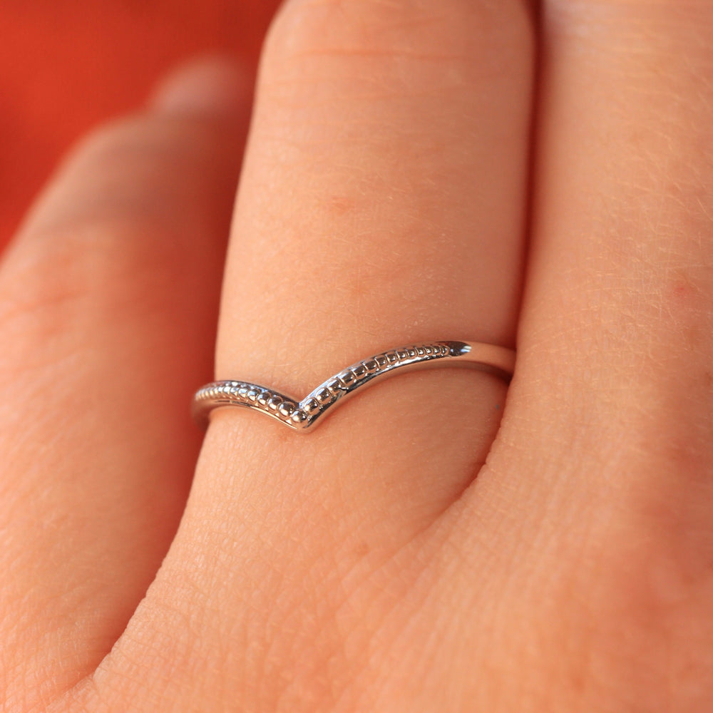 Hadley - Beaded Wishbone Wedding Ring - Made-to-Order Wedding Rings - Made-to-Order