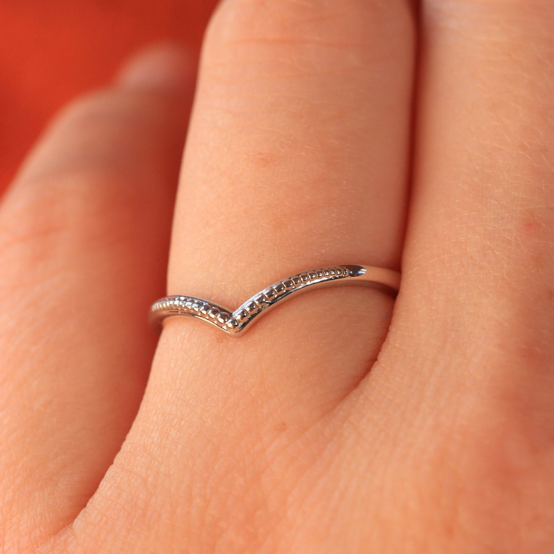 Hadley - Beaded Wishbone Wedding Ring - Made-to-Order Wedding Rings - Made-to-Order