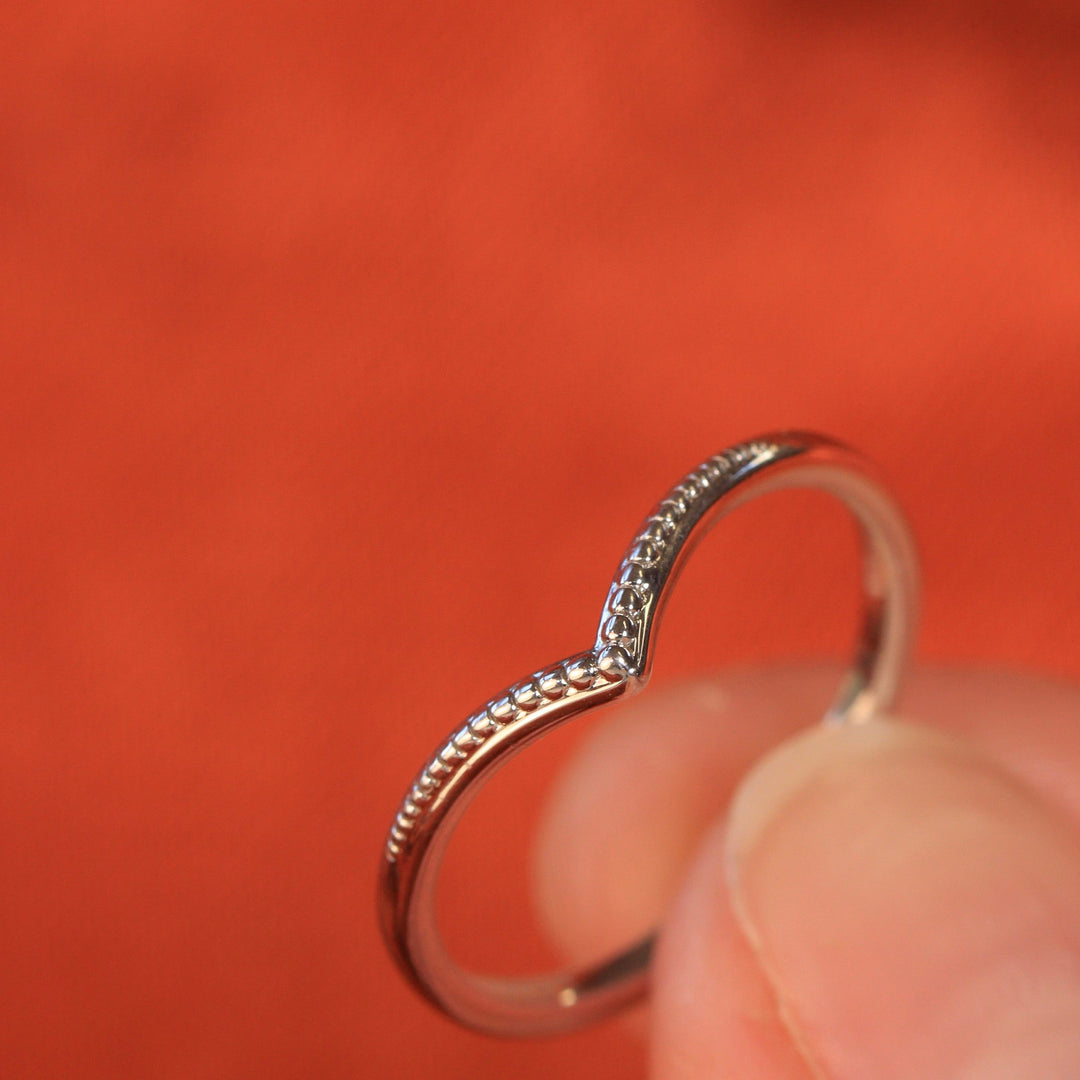 Hadley - Beaded Wishbone Wedding Ring - Made-to-Order Wedding Rings - Made-to-Order