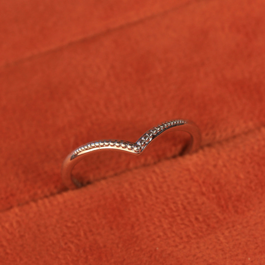 Hadley - Beaded Wishbone Wedding Ring - Made-to-Order Wedding Rings - Made-to-Order