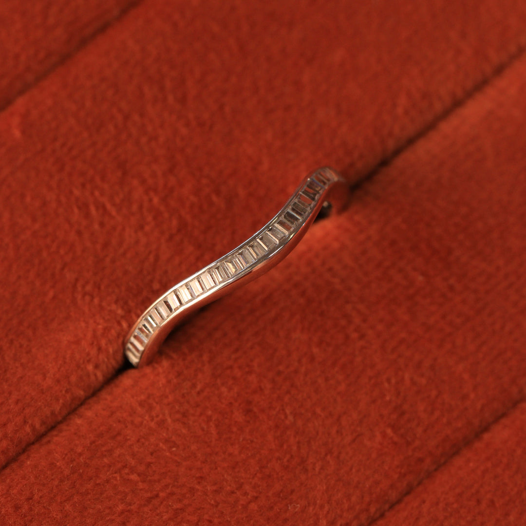 Thea - Channel Set Baguette Diamond Half Eternity Shaped Wedding Ring - Made-to-Order Wedding Rings - Made-to-Order