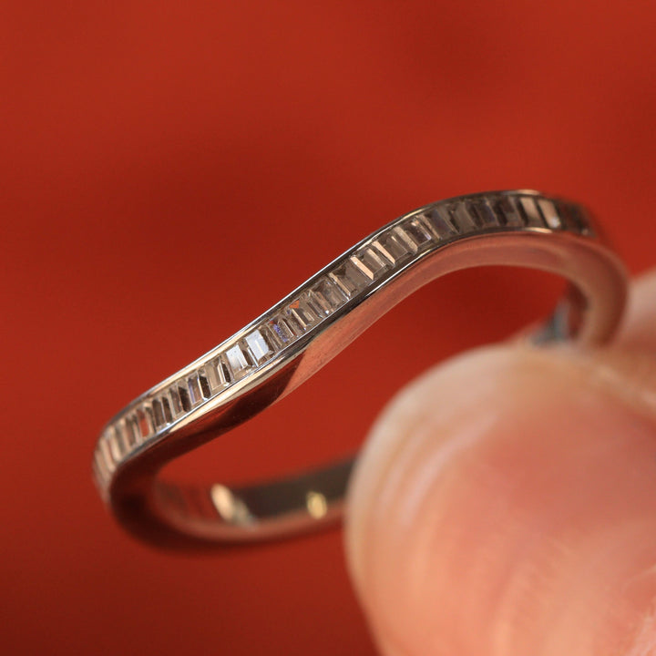 Thea - Channel Set Baguette Diamond Half Eternity Shaped Wedding Ring - Made-to-Order Wedding Rings - Made-to-Order