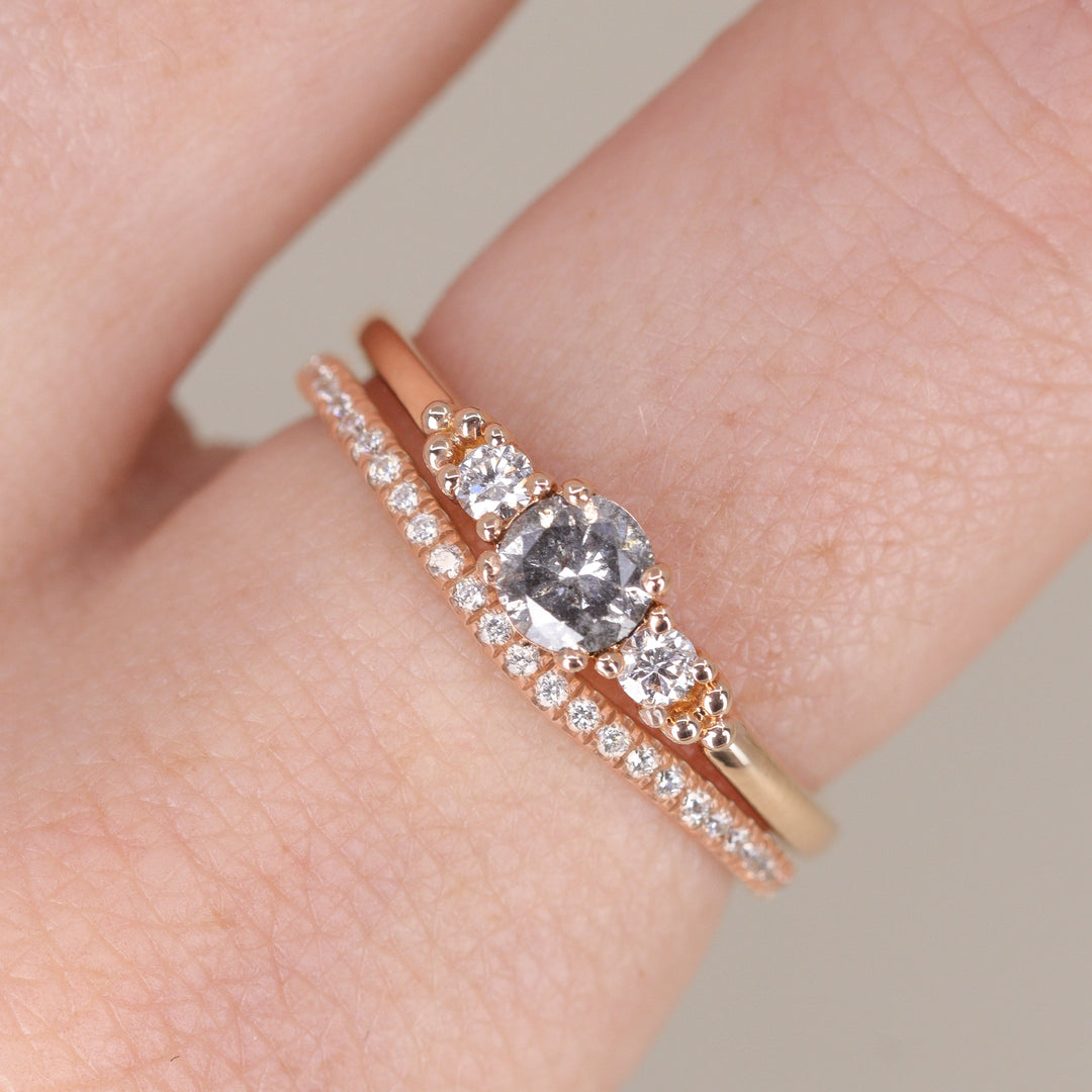 Natalia - Salt & Pepper Diamond Trilogy Ring - Ready-to-Set Engagement Rings - Ready-to-Ship