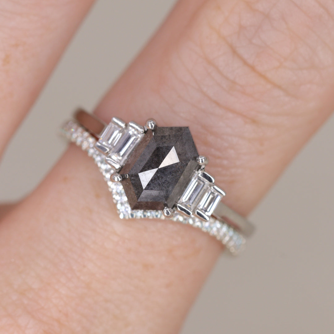 Erin - Salt & Pepper Diamond Art Deco Ring Engagement Rings - Price On Application