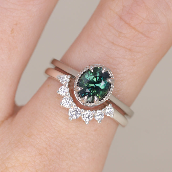 Georgia - Oval Cut Teal Sapphire Solitaire Engagement Ring Engagement Rings - Made-to-Order