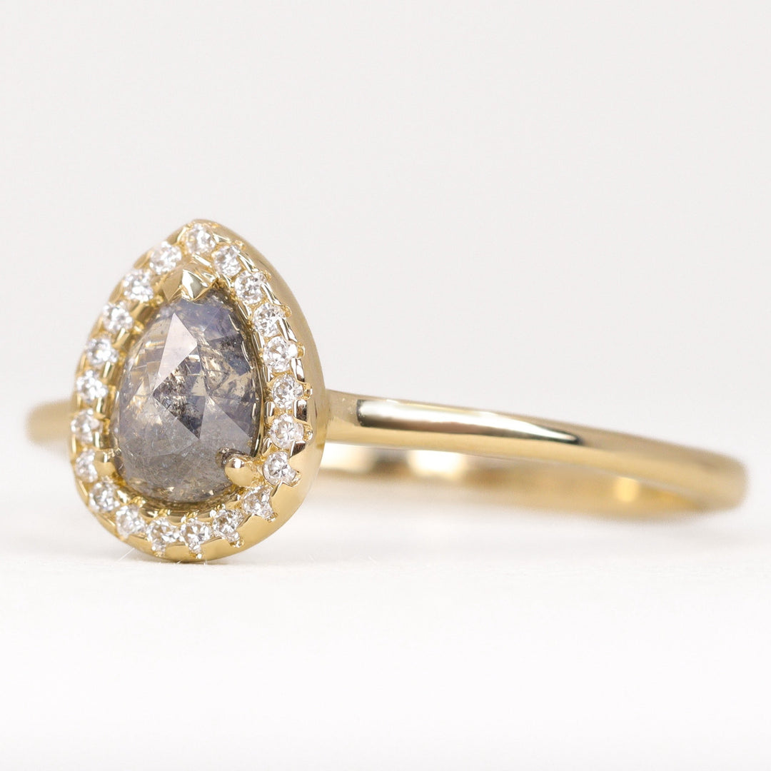 Winter - Salt & Pepper Diamond Halo Ring - Ready-to-Wear Engagement Rings - Ready-to-Ship
