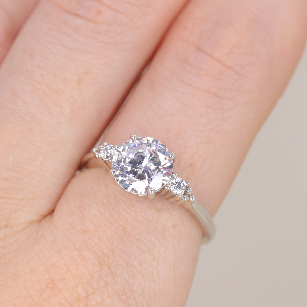 Natalia - Round Brilliant Cut 2.00ct Lab Grown Diamond Trilogy Engagement Ring Engagement Rings - Made-to-Order
