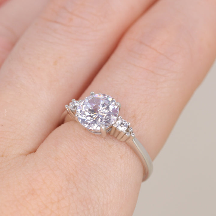 Natalia - Round Brilliant Cut 2.00ct Lab Grown Diamond Trilogy Engagement Ring Engagement Rings - Made-to-Order